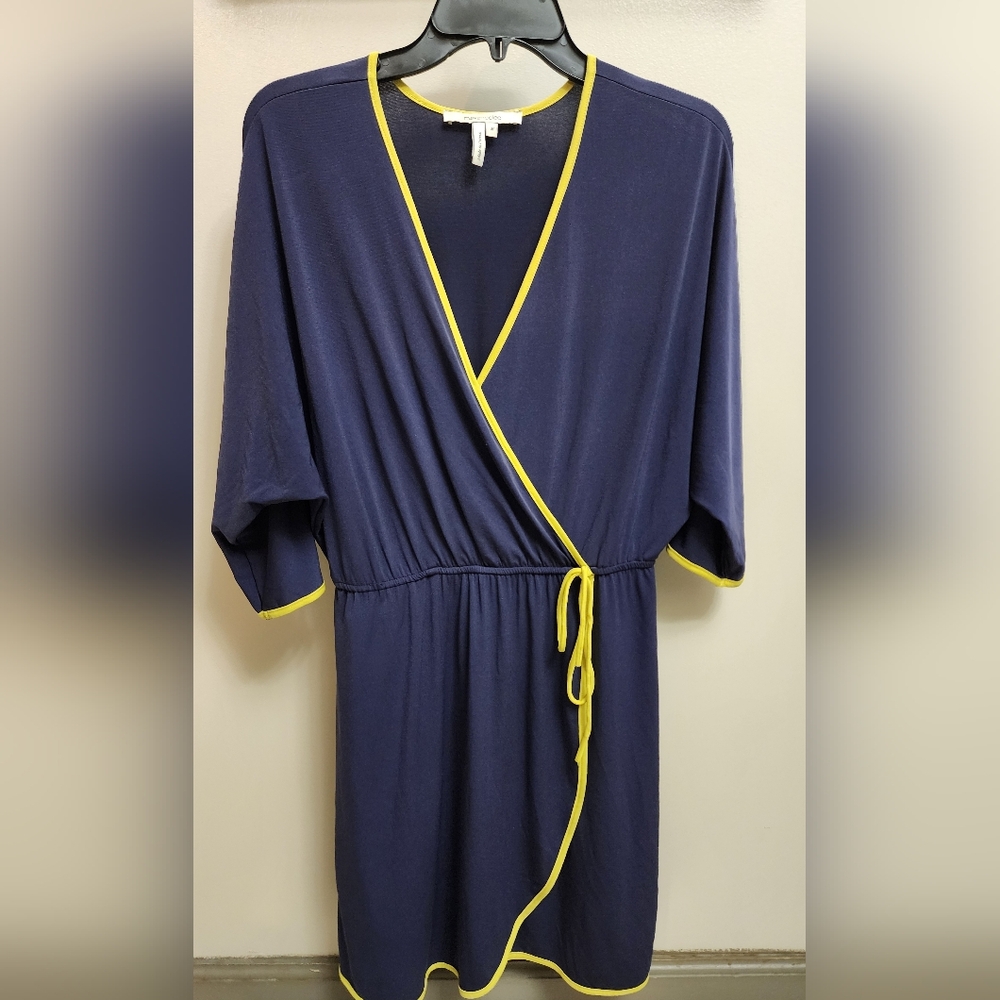 Max & Cleo Navy Dress with Yellow Trim